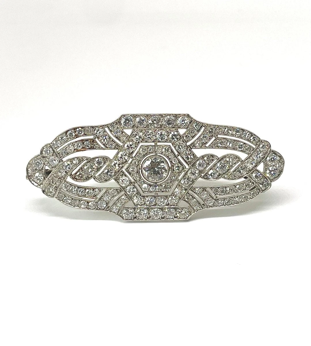 Broche Art Déco Platine Et 5,8 Carats De Diamants 1 Broche Art Déco Platine Et 5,8 Carats De Diamants