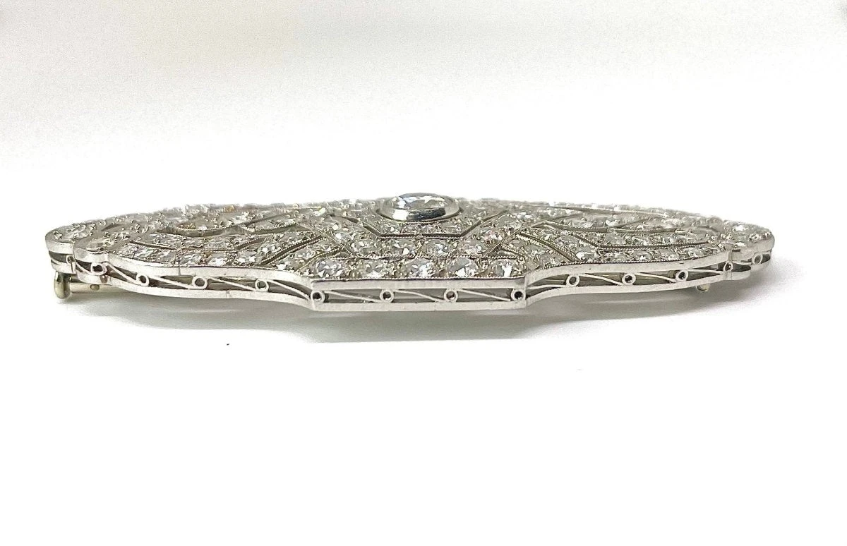 Broche Art Déco Platine Et 5,8 Carats De Diamants 3 Broche Art Déco Platine Et 5,8 Carats De Diamants – Image 3