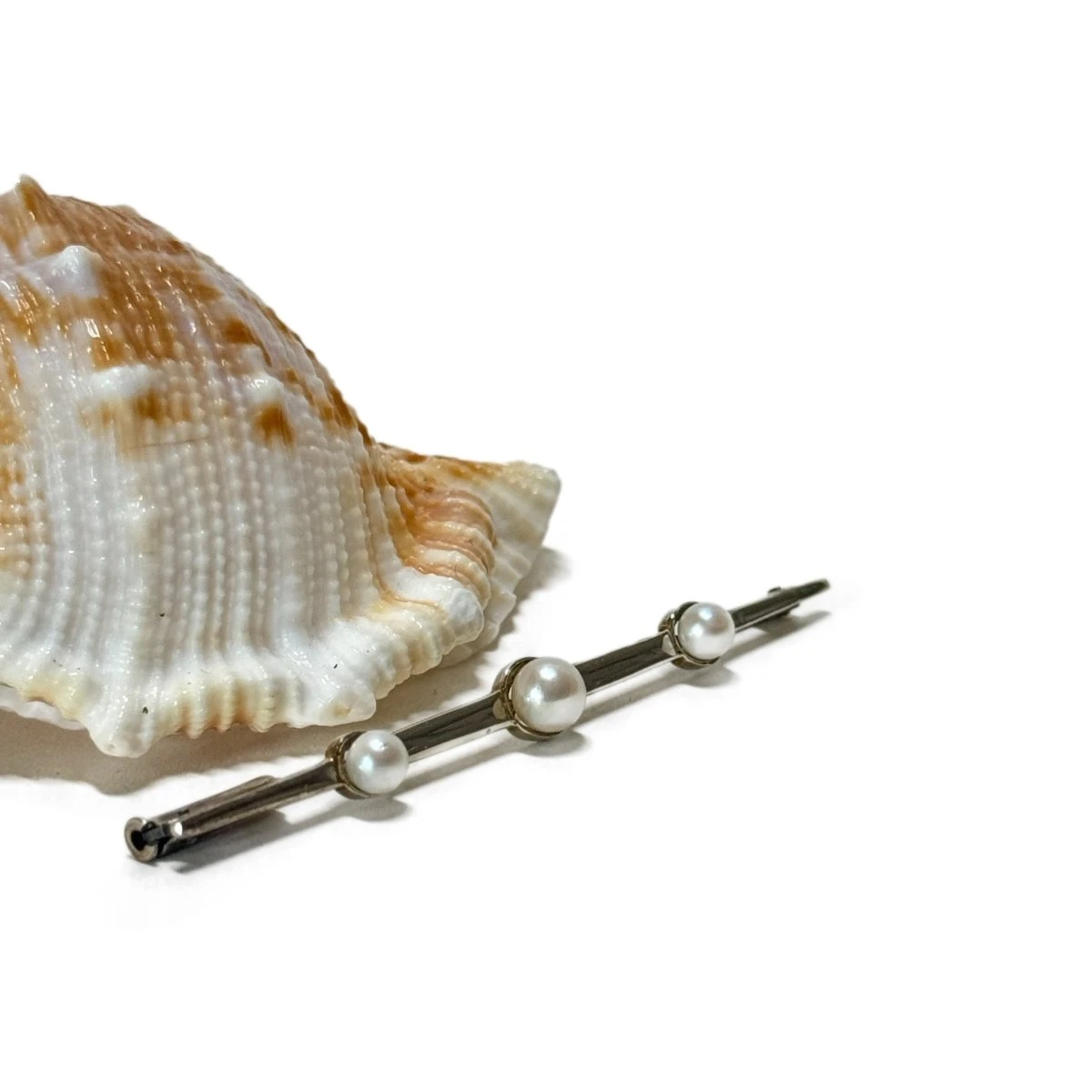 Broche Barette En Or Blanc Et Perles 1 Broche Barette En Or Blanc Et Perles