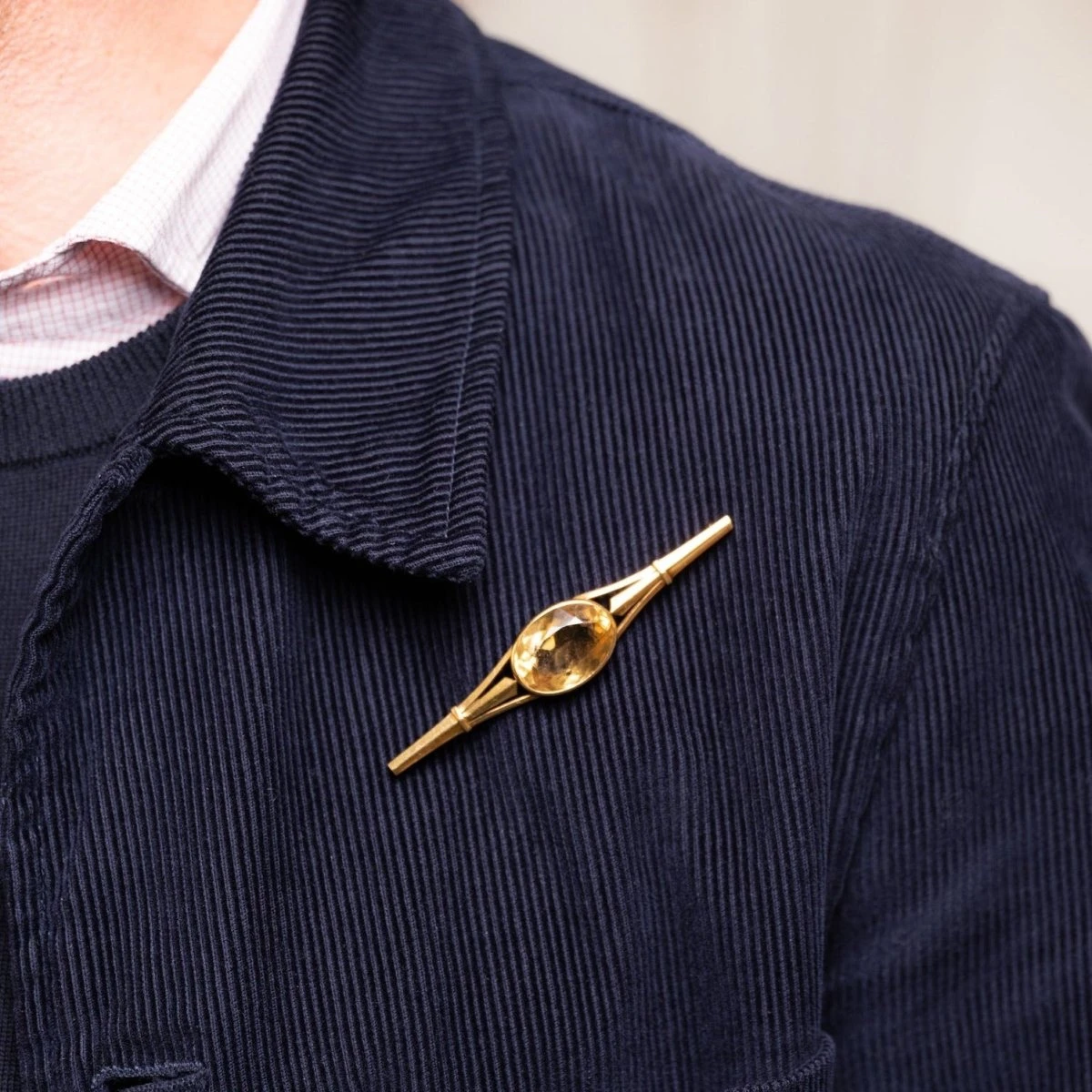 Broche Barette En Or Jaune Et Citrine Facettée 2 Broche Barette En Or Jaune Et Citrine Facettée – Image 2