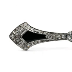 Broche Barrette Art-Déco En Platine, Diamants Et Onyx. -Castafiore Boutique broche barrette art deco en platine diamants et onyx 893812