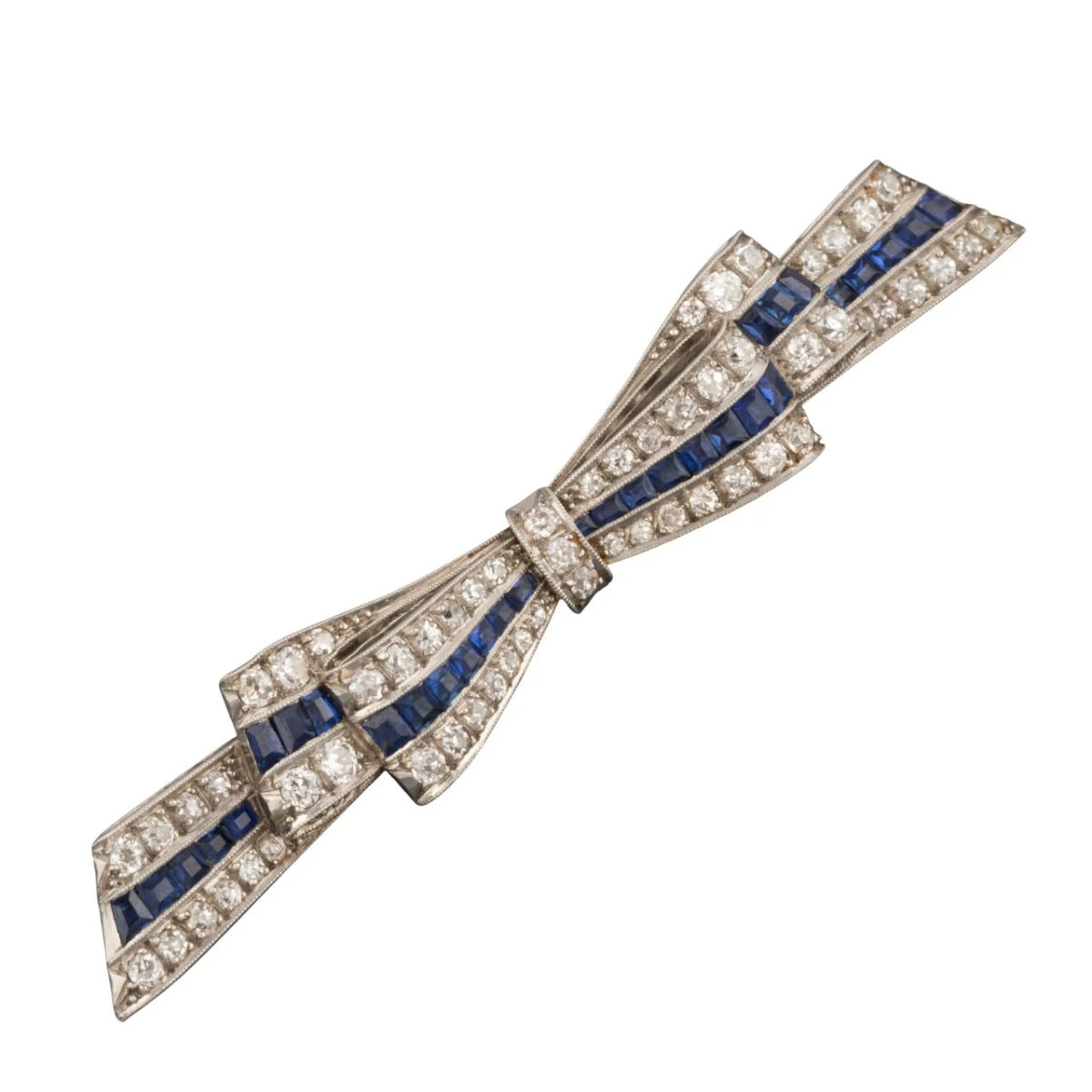 Broche Barrette Ruban En Diamants Et Saphirs 3 Broche Barrette Ruban En Diamants Et Saphirs – Image 3