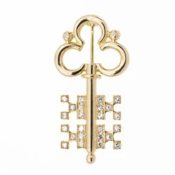 Broche Clé Or Jaune Diamant