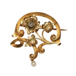 Broche Clip En Or Jaune Et En Perle -Castafiore Boutique broche clip en or jaune et en perle 555086