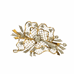 Broche Clip En Or Jaune, Platine Et Diamants