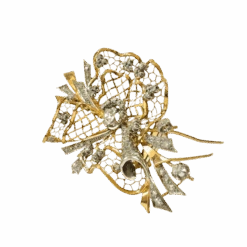 Broche Clip En Or Jaune, Platine Et Diamants -Castafiore Boutique broche clip en or jaune platine et diamants 8444029