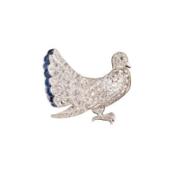 Broche Épingle "Colombe" En Platine, Saphirs Et Diamants