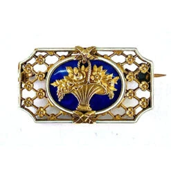 Broche En Or 18 Carats : Panier Fleuri , émail Bleu Et Blanc.Napoléon III. -Castafiore Boutique broche en or 18 carats panier fleuri email bleu et blancnapoleon iii 250568