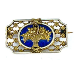Broche En Or 18 Carats : Panier Fleuri , émail Bleu Et Blanc.Napoléon III. -Castafiore Boutique broche en or 18 carats panier fleuri email bleu et blancnapoleon iii 399360