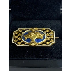 Broche En Or 18 Carats : Panier Fleuri , émail Bleu Et Blanc.Napoléon III. -Castafiore Boutique broche en or 18 carats panier fleuri email bleu et blancnapoleon iii 422388