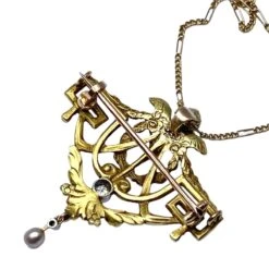 Broche En Or Jaune, Perle Et Diamant -Castafiore Boutique broche en or jaune perle et diamant 925954