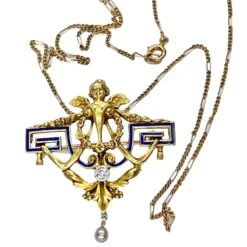 Broche En Or Jaune, Perle Et Diamant -Castafiore Boutique broche en or jaune perle et diamant 956171