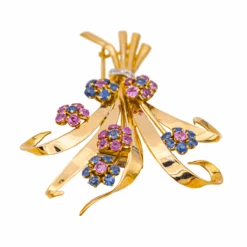 Broche En Or Rose, Or Blanc, Rubis, Saphirs Et Diamants -Castafiore Boutique broche en or rose or blanc rubis saphirs et diamants 572291