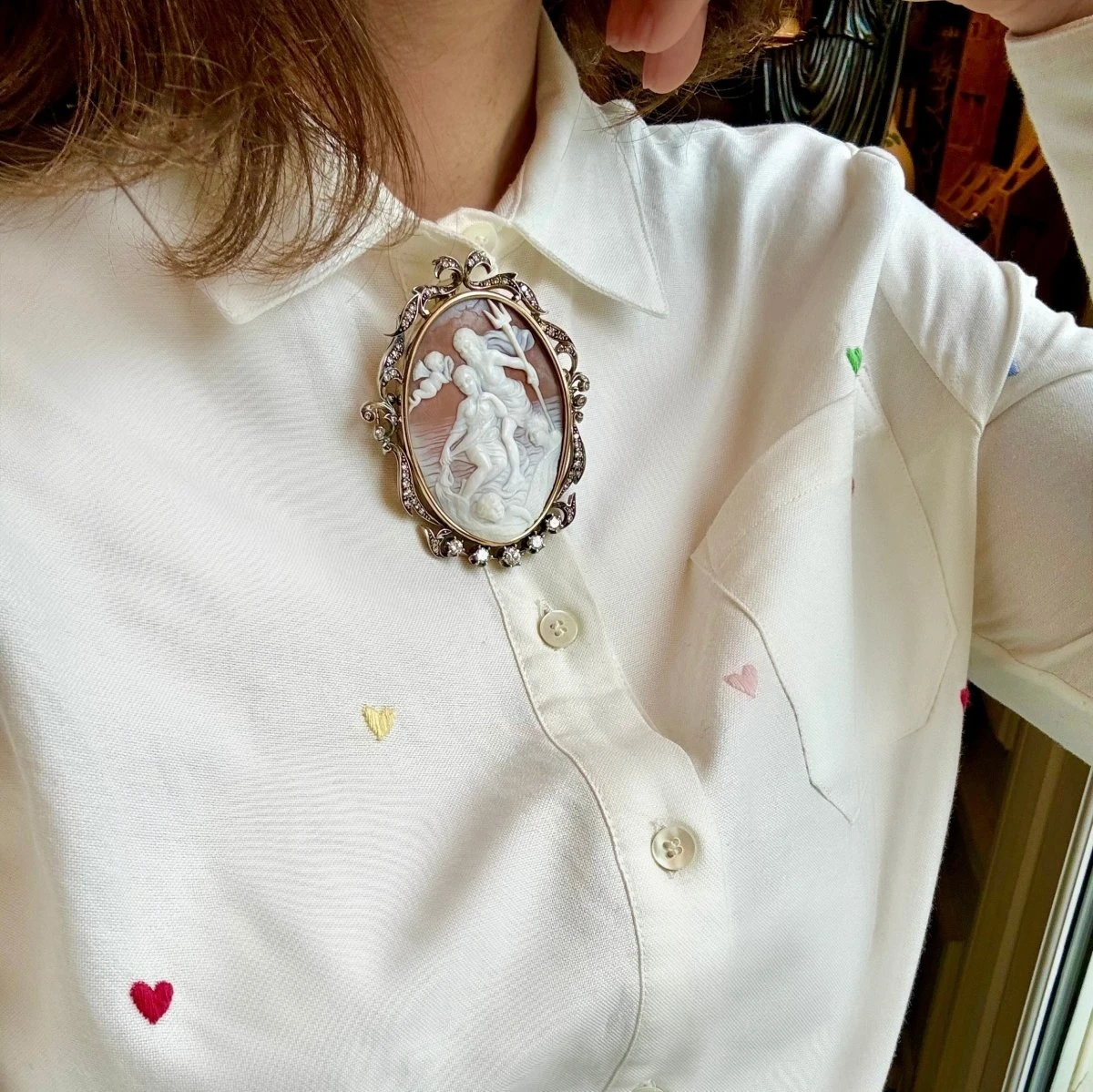 Broche Épingle En Or Blanc, Argent Et Diamants 2 Broche Épingle En Or Blanc, Argent Et Diamants – Image 2