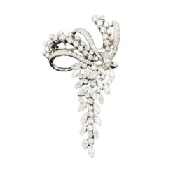Broche Épingle Noeud En Or Blanc Et Diamants
