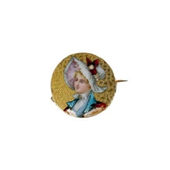 Broche "femme Au Chapeau" En Or Jaune