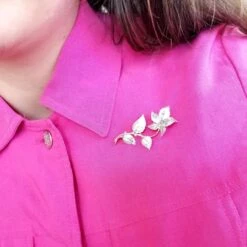 Broche Fleur Or Blanc -Castafiore Boutique broche fleur or blanc 299970