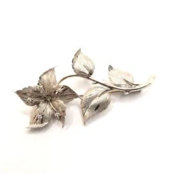 Broche Fleur Or Blanc