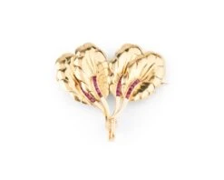 Broche MELLERIO Eventail En Or Jaune Et Rubis