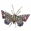 Broche Papillon 19e Siècle Diamants Et Pierres Précieuses