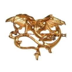 Broche - Pendentif Chimère En Or Jaune Et En Diamant