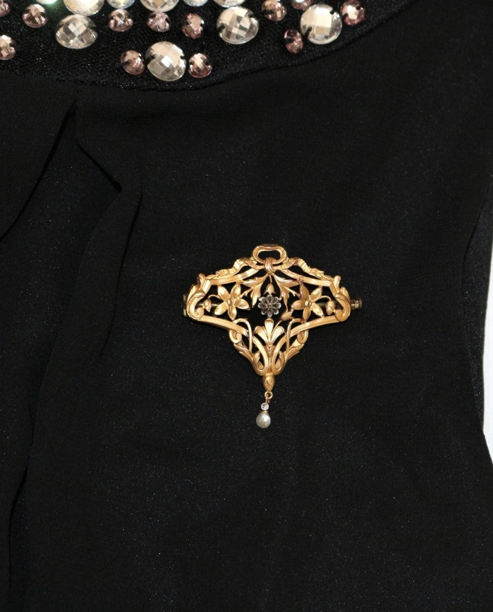 Broche - Pendentif En Or Jaune Et Platine Et En Perle 3 Broche - Pendentif En Or Jaune Et Platine Et En Perle – Image 3