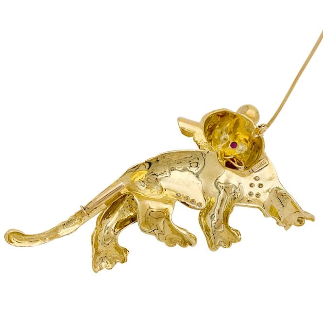 Miller Broche SANZ "Tigre", Or Jaune, Diamants, Rubis, émail 4 Miller Broche SANZ "Tigre", Or Jaune, Diamants, Rubis, émail – Image 4