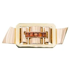 Broche Tank En Or Jaune Et Citrine