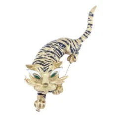 Broche Tigre En Or Jaune, émeraudes Et Diamants