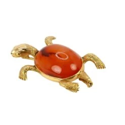 Broche Tortue En Or Jaune Et Cornaline -Castafiore Boutique broche tortue en or jaune et cornaline 334077