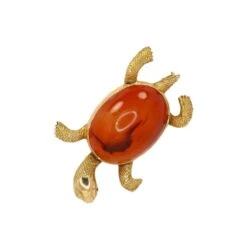 Broche Tortue En Or Jaune Et Cornaline -Castafiore Boutique broche tortue en or jaune et cornaline 880847