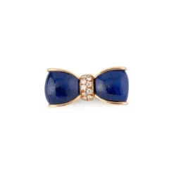 Broche Épingle VAN CLEEF & ARPELS "Nœud" En Or Jaune, Lapis-lazuli Et Diamants