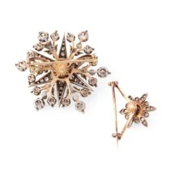 Broches Étoile & Fleur En Or Jaune, Argent Et Diamants -Castafiore Boutique broches etoile fleur en or jaune argent et diamants 185296