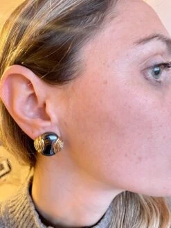 Bulgari Diamond Hematite 18 Karat Yellow Gold Earrings -Castafiore Boutique bulgari diamond hematite 18 karat yellow gold earrings 151346