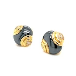 Bulgari Diamond Hematite 18 Karat Yellow Gold Earrings -Castafiore Boutique bulgari diamond hematite 18 karat yellow gold earrings 324739
