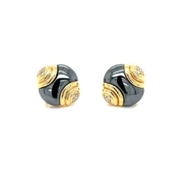 Bulgari Diamond Hematite 18 Karat Yellow Gold Earrings -Castafiore Boutique bulgari diamond hematite 18 karat yellow gold earrings 374974