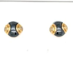 Bulgari Diamond Hematite 18 Karat Yellow Gold Earrings -Castafiore Boutique bulgari diamond hematite 18 karat yellow gold earrings 435070