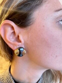 Bulgari Diamond Hematite 18 Karat Yellow Gold Earrings -Castafiore Boutique bulgari diamond hematite 18 karat yellow gold earrings 718723