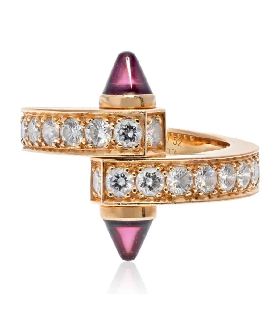Bague CARTIER "Menottes" En Or Rose, Tourmaline Et Diamants 1 Bague CARTIER "Menottes" En Or Rose, Tourmaline Et Diamants