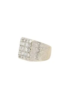 Bague Chevalière Pavée En Or Blanc Et Diamants -Castafiore Boutique chevaliere en or blanc pavee de diamants 862839