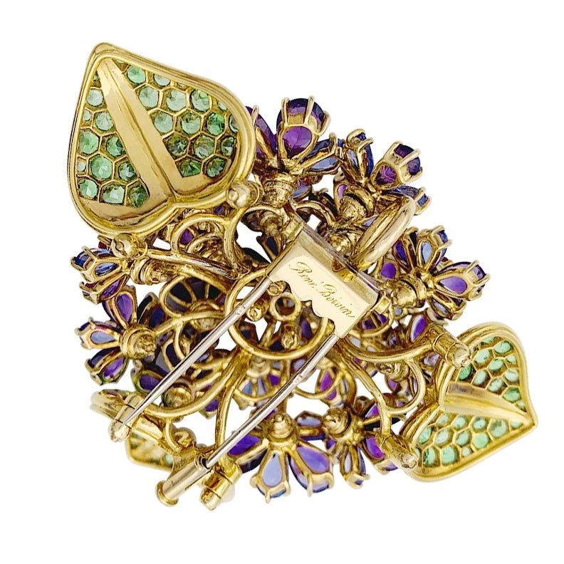 Miller Clip René Boivin,"Bouquet De Violettes", Or Jaune, Gemmes De Couleur. 4 Miller Clip René Boivin,"Bouquet De Violettes", Or Jaune, Gemmes De Couleur. – Image 4