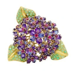 Miller Clip René Boivin,"Bouquet De Violettes", Or Jaune, Gemmes De Couleur. 14 Miller Clip René Boivin,"Bouquet De Violettes", Or Jaune, Gemmes De Couleur. -Castafiore Boutique clip rene boivinbouquet de violettes or jaune gemmes de couleur 987730