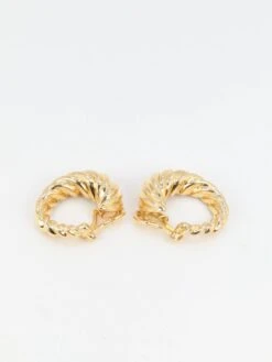 Clips D'oreilles Créoles Vintage En Or Jaune -Castafiore Boutique clips doreilles creoles vintage en or jaune 209348