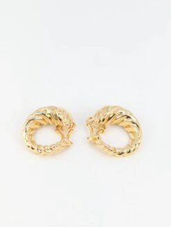Clips D'oreilles Créoles Vintage En Or Jaune -Castafiore Boutique clips doreilles creoles vintage en or jaune 272892