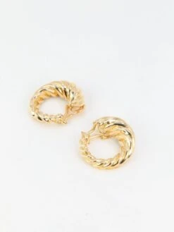 Clips D'oreilles Créoles Vintage En Or Jaune -Castafiore Boutique clips doreilles creoles vintage en or jaune 933723