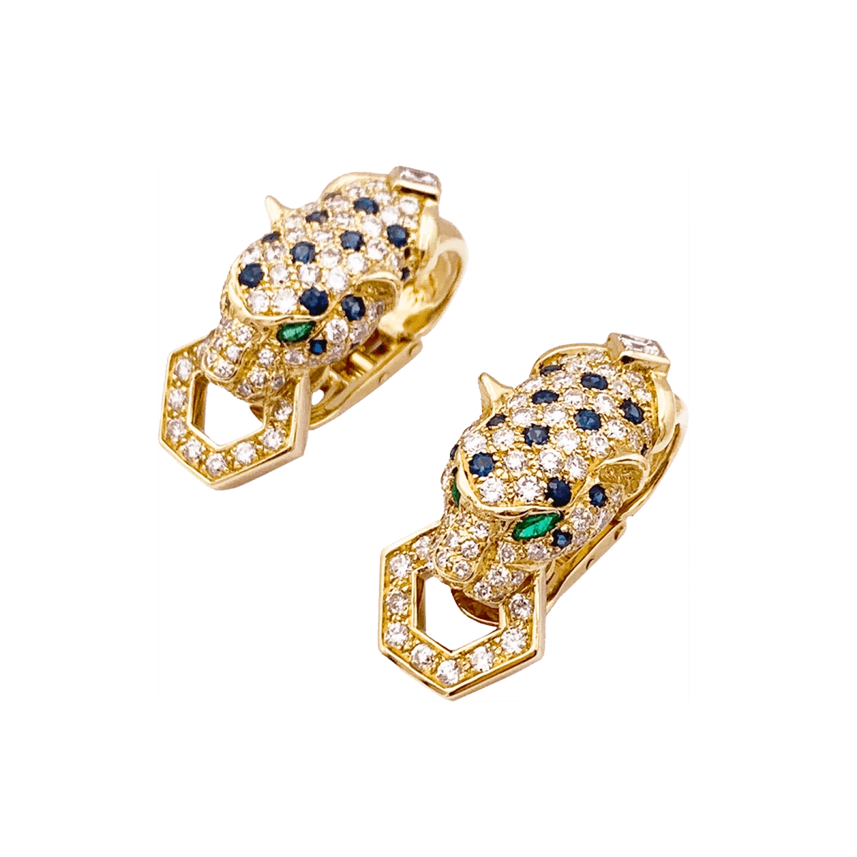 Miller Clips D'oreilles O.J. PERRIN, Or Jaune, Saphirs Et émeraudes Et Diamants 1 Miller Clips D'oreilles O.J. PERRIN, Or Jaune, Saphirs Et émeraudes Et Diamants