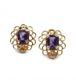 Clips D'oreilles - Or Et Améthystes