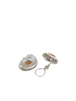 Clips D’oreilles Vintage En Or, Citrines, Diamants Blancs Et Champagne -Castafiore Boutique clips doreilles vintage en or citrines diamants blancs et champagne 131816