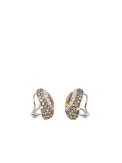 Clips D’oreilles Vintage En Or, Citrines, Diamants Blancs Et Champagne -Castafiore Boutique clips doreilles vintage en or citrines diamants blancs et champagne 261742
