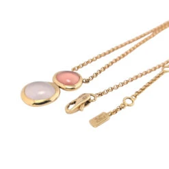 Collier Belles Rives Signé Fred Or Rose Quartz Et Rhodochrosite